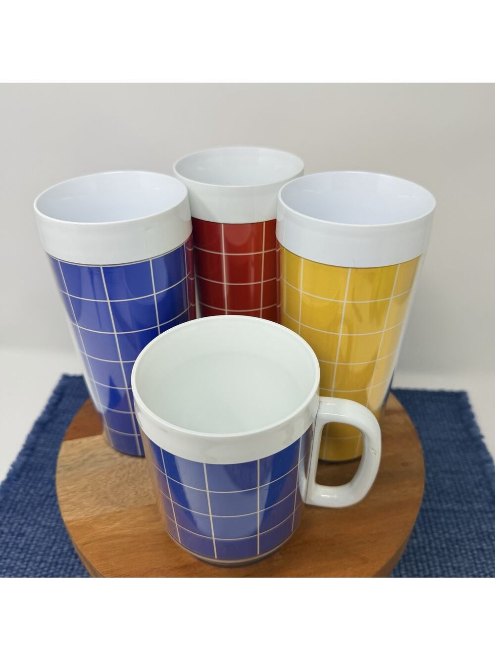 Vintage Thermo Coffee Cup 3 Tall Cups Set Of 4 Camping